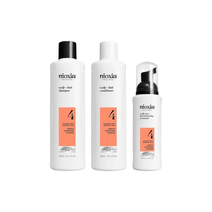 Nioxin Scalp Hair Kit System 4 Hair Care For Damaged Visibly Thinning Hair Shampoo Conditioner & Scalp Treatment