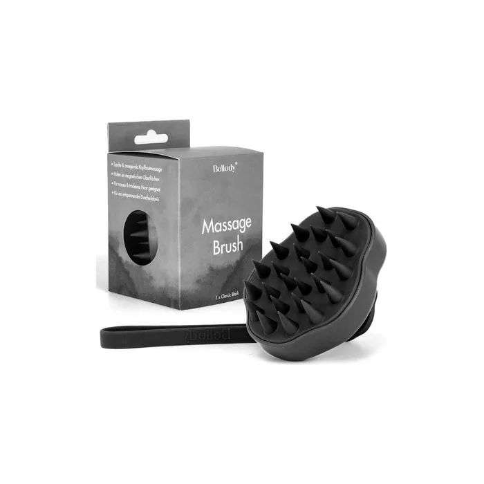 Bellody Original Scalp Massage Brush for Hair Growth Stimulation - Hair & Scalp Massager for Wet & Dry Hair Classic Black