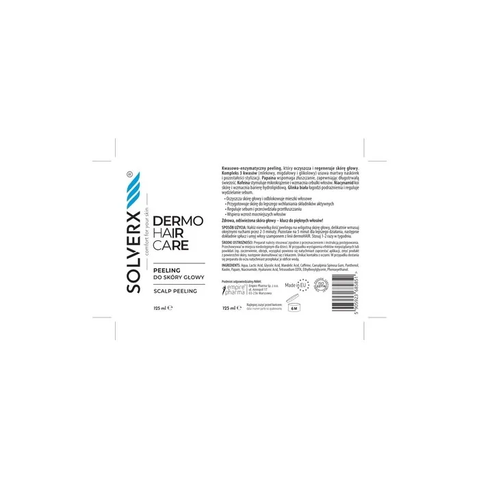 Solverx Dermo Hair Peeling For Scalp Acidenzymatic 125 Ml