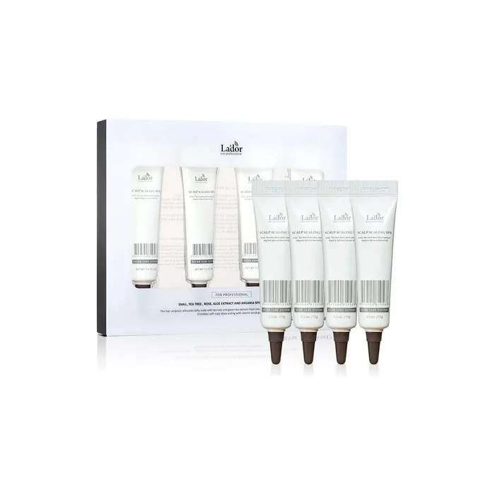 LA'DOR Scalp Scaling Spa Hair Treatment 15g x 4 Exfoliating Ampoules Active Ingredients Scalp Scaling Sebum Control Soothing Hair Conditioner Healthy Scalp Without Dandruff
