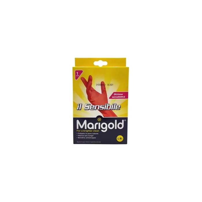 Marigold Sensitive Glove - Thin, Pure Cotton Plush, Long Cuffed, Tear Resistant, Large