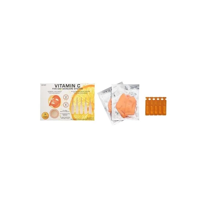Skin Treats Vitamin C Five-Day Skincare System 7 Pieces Gift Set: 2 Hydrogel Face Mask 120g - 5 Essence Ampoules