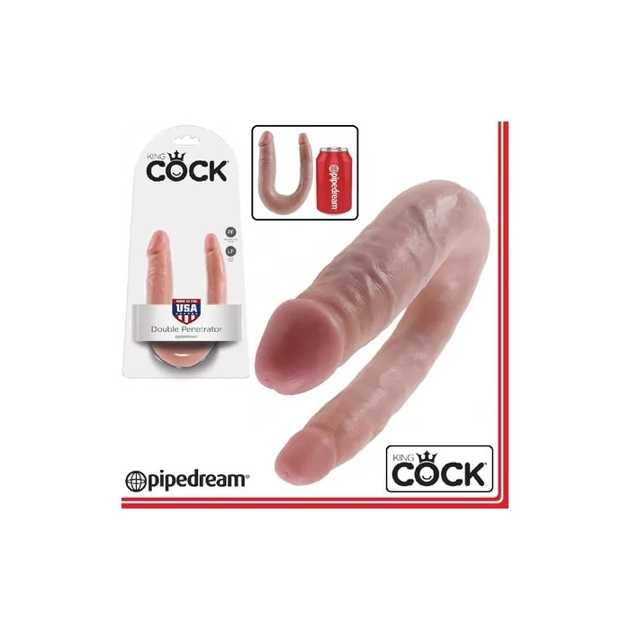 King Cock Small Flesh Double Trouble Realistic Dildo for Anal and Vaginal Play