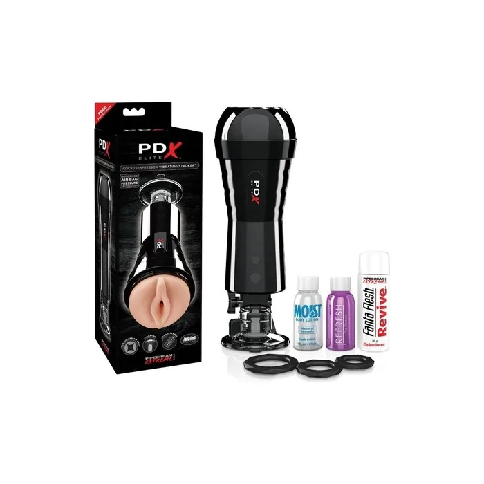 Pipedream PDX Elite Schwanz Kompressor Vibrierende MasturbatorStroker Schwarz, Hautfarbe