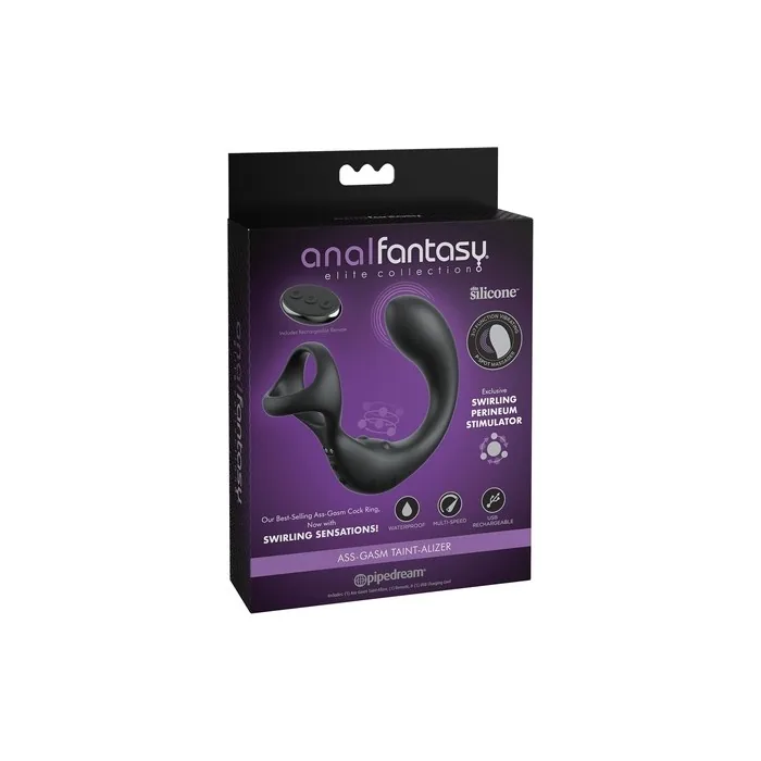Anal Fantasy Elite Ass-Gasm Taint-Alizer Vibrator Black 14cm
