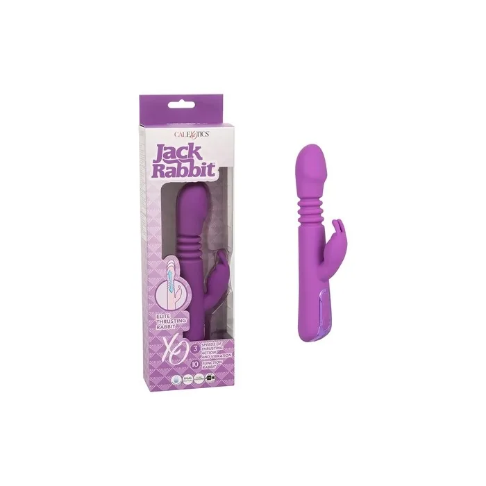 CalExotics Elite Thrusting Rabbit Vibrator - Purple, 22.9 x 6.4 x 4.4 cm