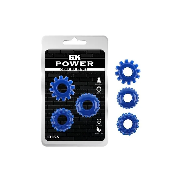 Chisa Kit 3 Penis Rings Gear Up Blue