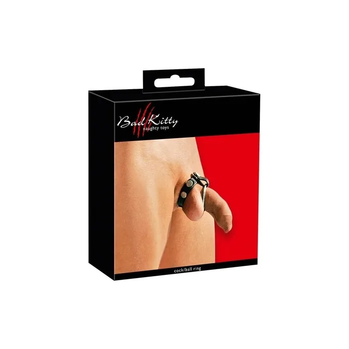 Bad Kitty Leather Strap Cockring Erotic Stainless Steel Penis Ring For Men