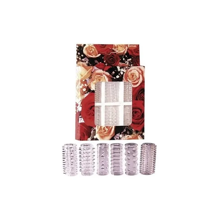 Orion 520055 Red Roses Penis Sleeves with Various Stimulating Textures - Pack of 6