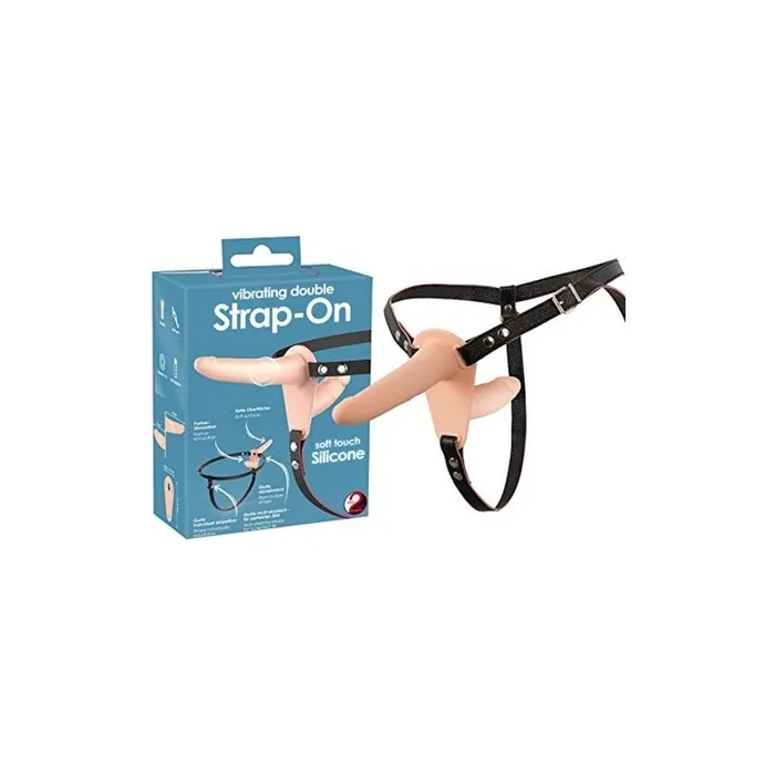 You2toys Vibrating Double Strap-On Strap-On Skin Colors Light One Size Skin Colors