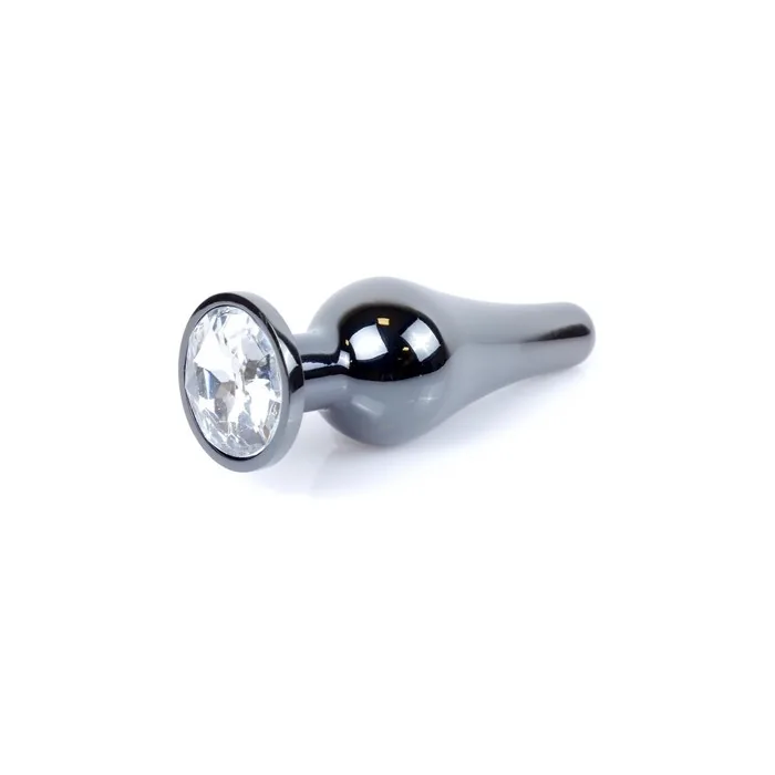 MyLove Metal Anal Plug Dark Silver with Clear Gem