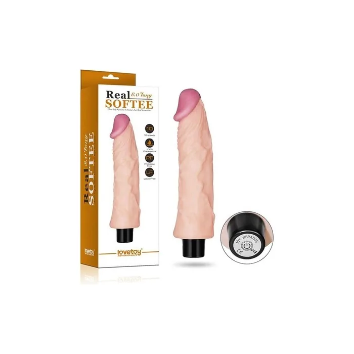 Rimba Vibrating Real Softee Realistic Dildo 8 Inch White Skin Color