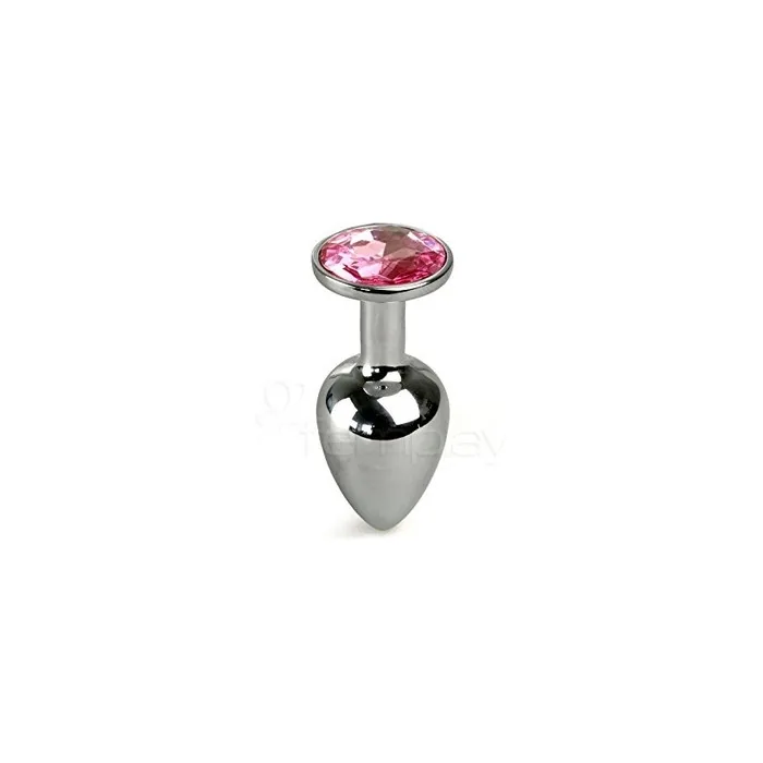 Lovetoy Rosebud Classic Silver Anal Plug With Pink Gem Size S