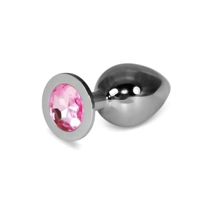 LOVETOY Metal Butt Plug Rosebud Classic with Pink Jewel Size L