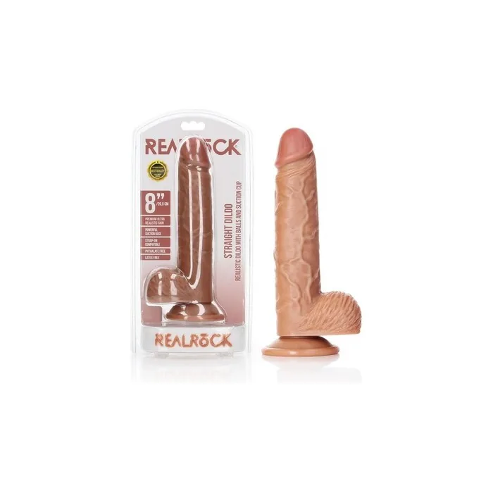 Shots Straight Realistic Dildo With Balls And Suction Cup - 8 Inches 20.5 Cm