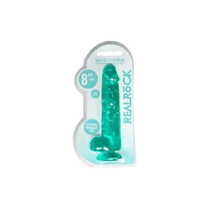 Shots RealRock REA092TUR 19cm Realistic Dildo with Testicles and Suction Cup Made of TPE Turquoise