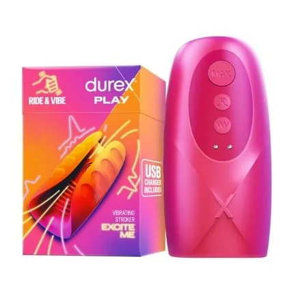 Durex Ride Vibe Soft Textured And Ribbed Vibrating Penis Masturbator With 3 Stimulation Modes And 7 Vibration Modes Waterproof