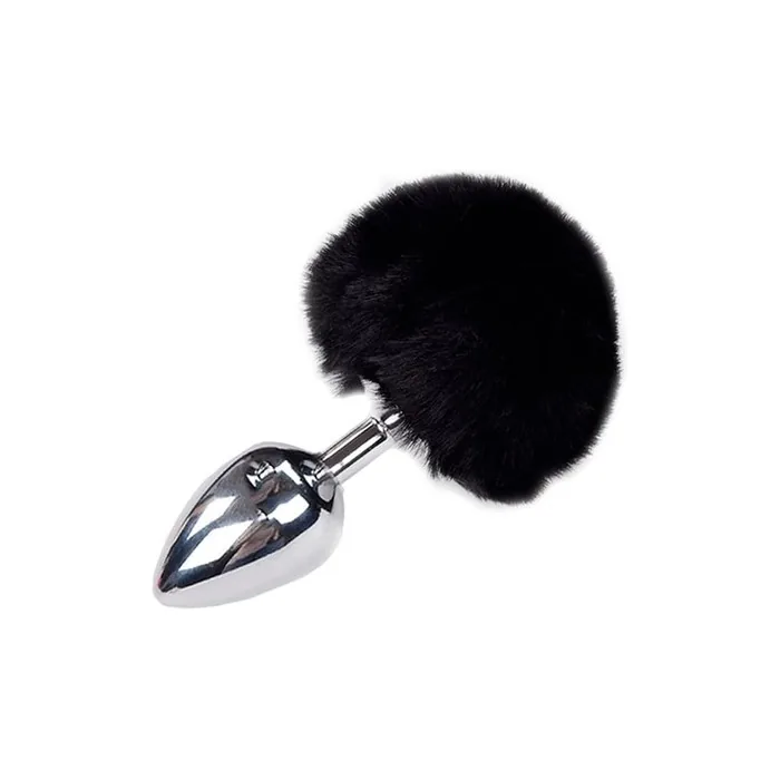 Alive Anal Pleasure Plug Smooth Metal Fluffy Black Size L