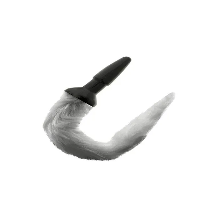 Darkness Silicone Anal Plug with Gray Tail