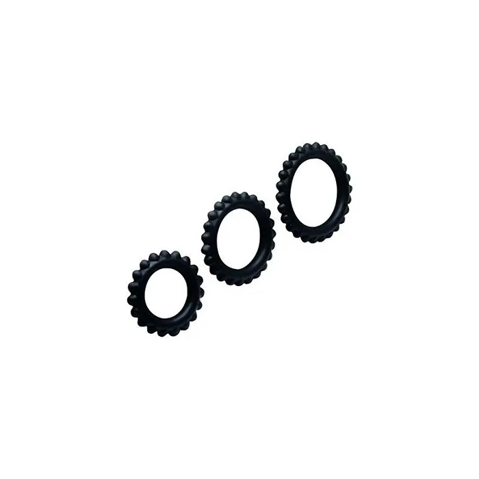 Baile Titan Set 3 Pieces Cock Ring Black Sizes 28 Cm 24 Cm 19 Cm