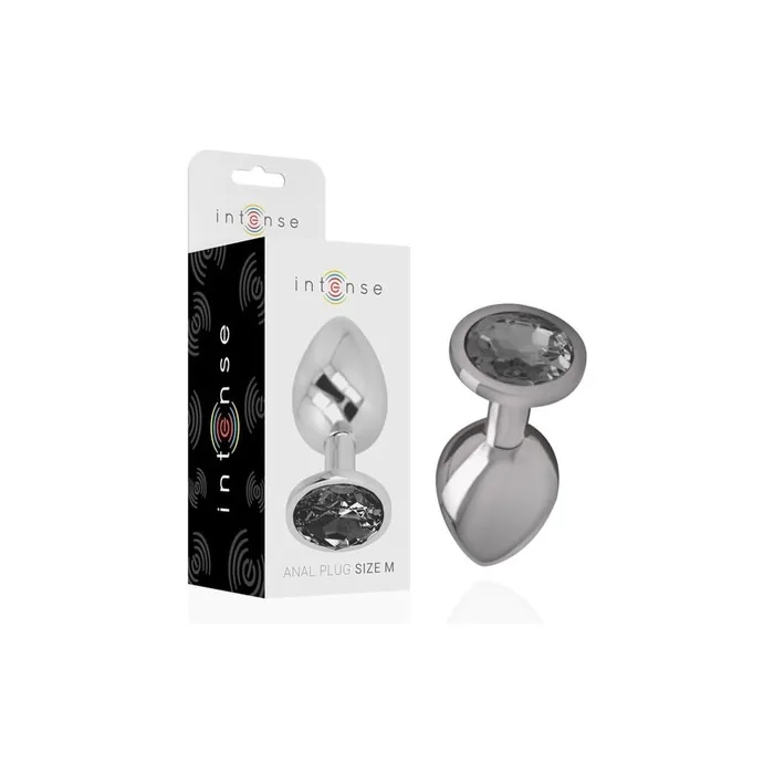 Intense Metal Anal Plug With Black Crystal Size M