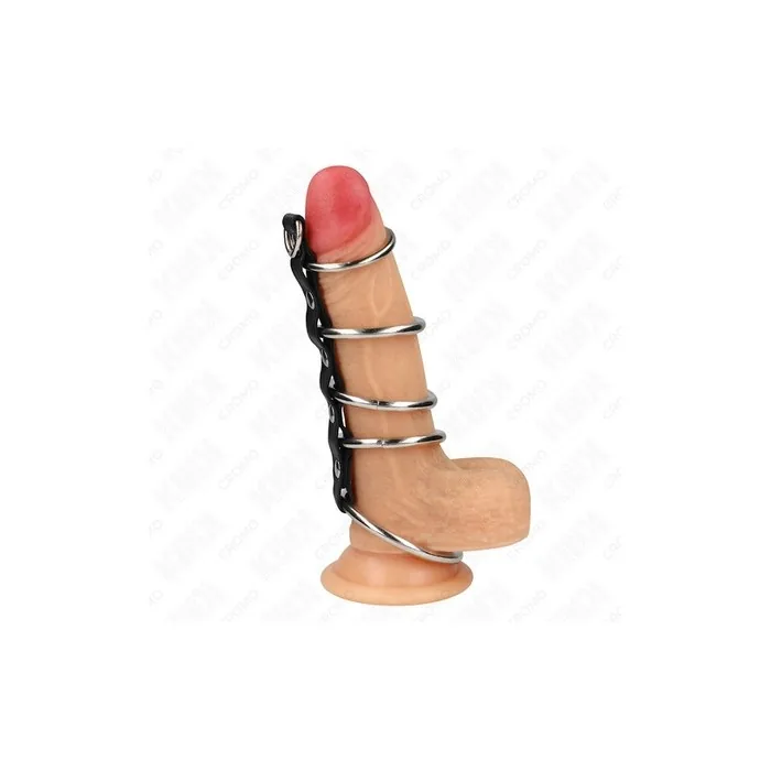EROTICO Kink 5 Metal Penis Rings Connected 3.2cm to 5cm