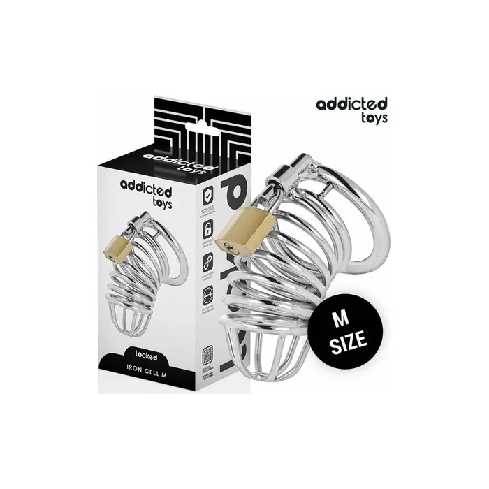 Addicted Toys Locked Iron Cell Metal Penis Cage Size M