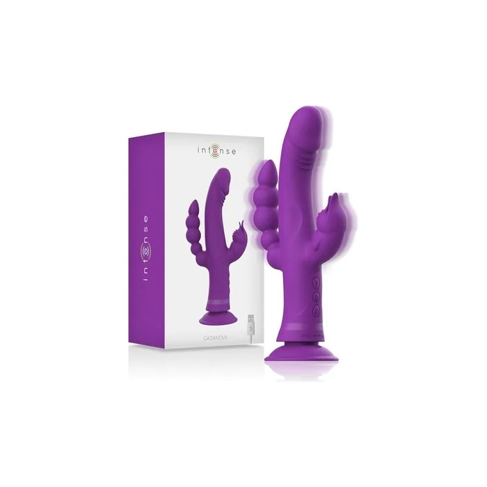 Intense Fun Casanova Rabbit Vibrator Triple Motor Purple Silicone