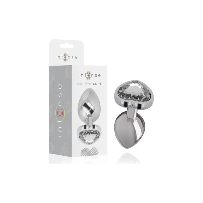 Intense Metal Aluminum Anal Plug White Heart Size L