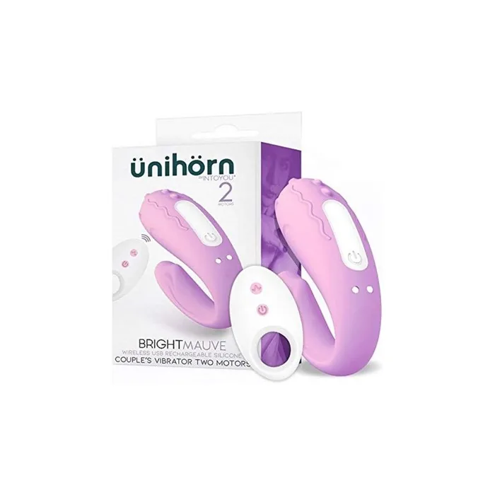 Unihorn Bright Mauve Vibrator For Couples Dual Motor Remote Control Usb Rechargeable Silicone