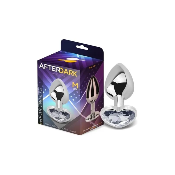 White Heart Jewel Anal Plug Size M