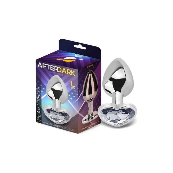 White Heart Jewel Anal Plug Size L