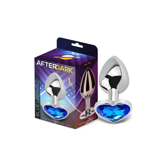 Blue Sapphire Heart Jewel Anal Plug Size L
