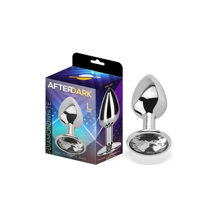 White Diamond Jewel Butt Plug Size L Aluminum
