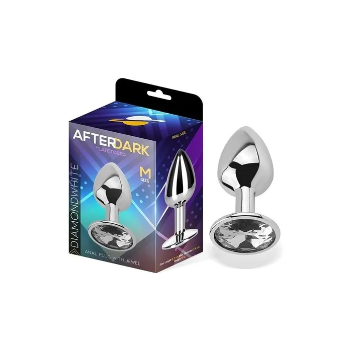 White Diamond Jewel Butt Plug Size M Aluminium