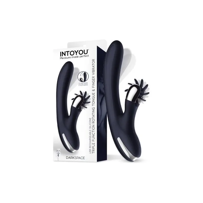 Darkspace Vibrator With Rotating Tongues And Finger Movement Blue