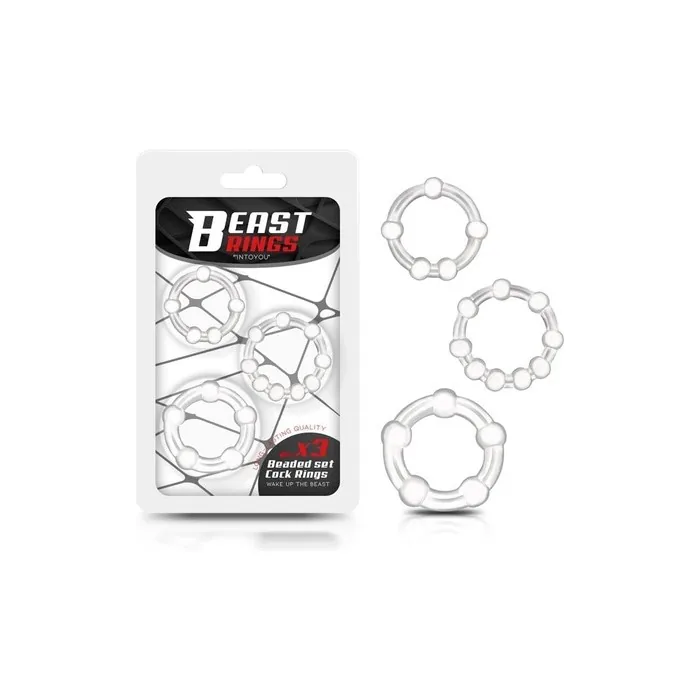 Set Of 3 Beaded Flexible Transparent Penis Rings