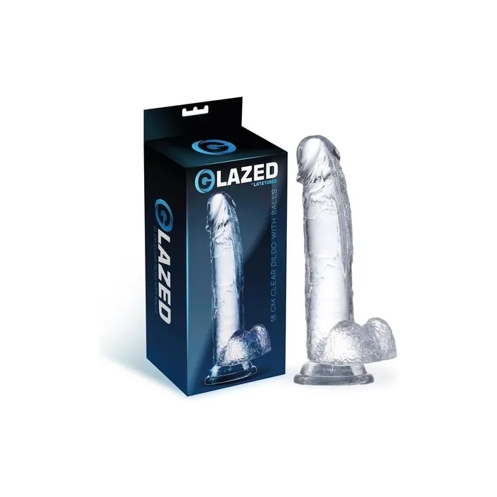 Realistic Dildo With Testicles Clear Material 18cm