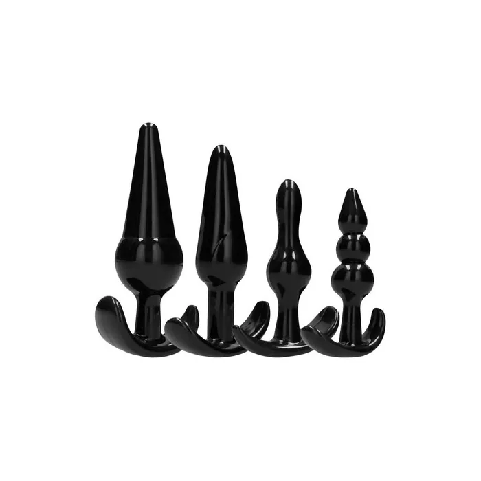 Sono By Shots SON080BLK Anal Plug Set TPE Waterproof Ergonomic Base - Pack of 4
