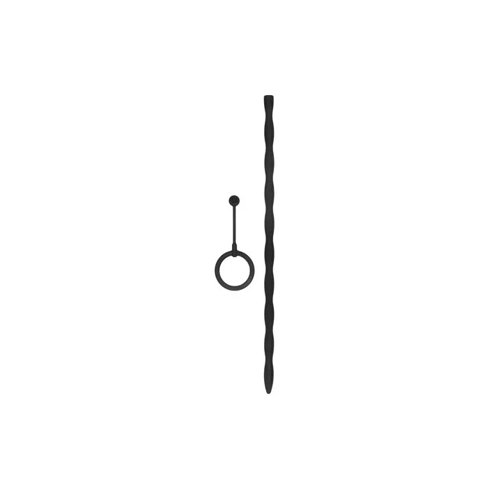 Shots Ouch Urethral Sounding Silicone Plug & Cock Ring Set Black