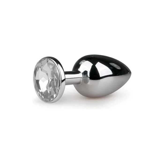 EasyToys Anal Collection Silver Anal Plug with Crystal 7.2cm Small Metal Butt Plug