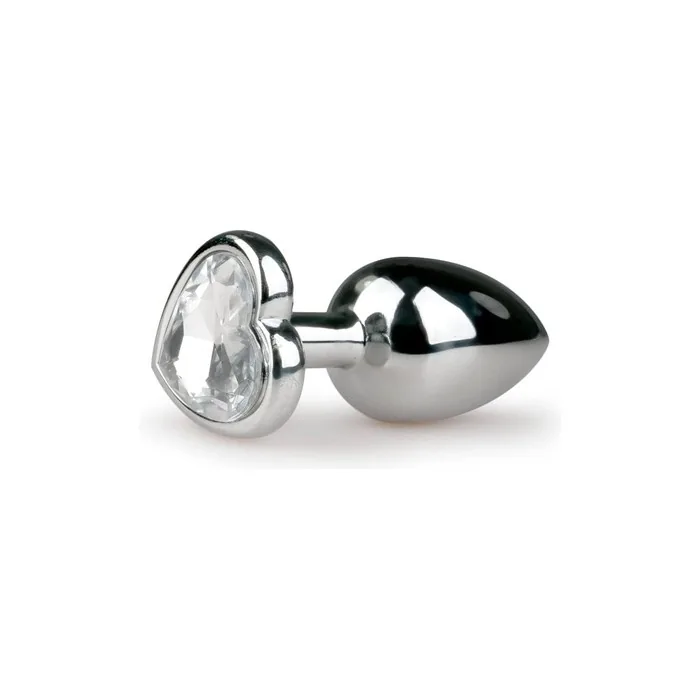 Easytoys Anal Collection - Silver Butt Plug With Heart Shaped Crystal 7.4 Cm