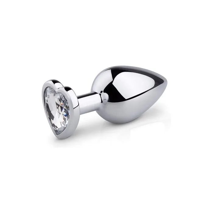 Easytoys Anal Collection - Silver Butt Plug With Heart Shaped Crystal - 8.3 Cm