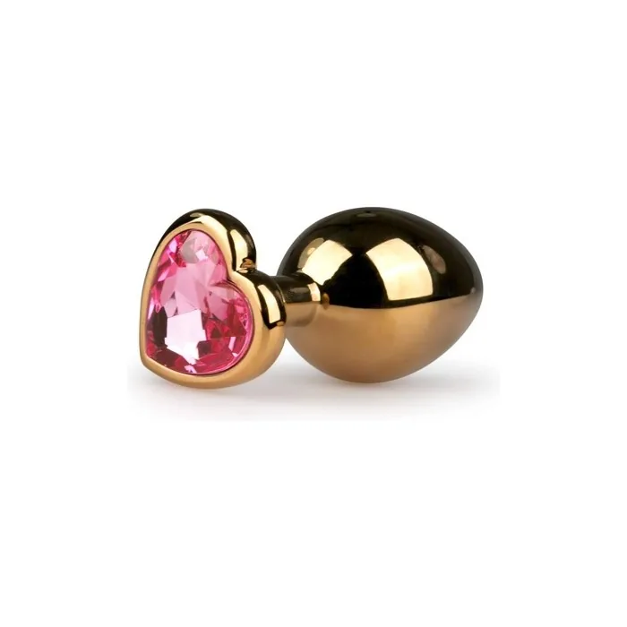 Easytoys Anal Collection - Golden Anal Plug With Pink Heart Shaped Crystal 8.3