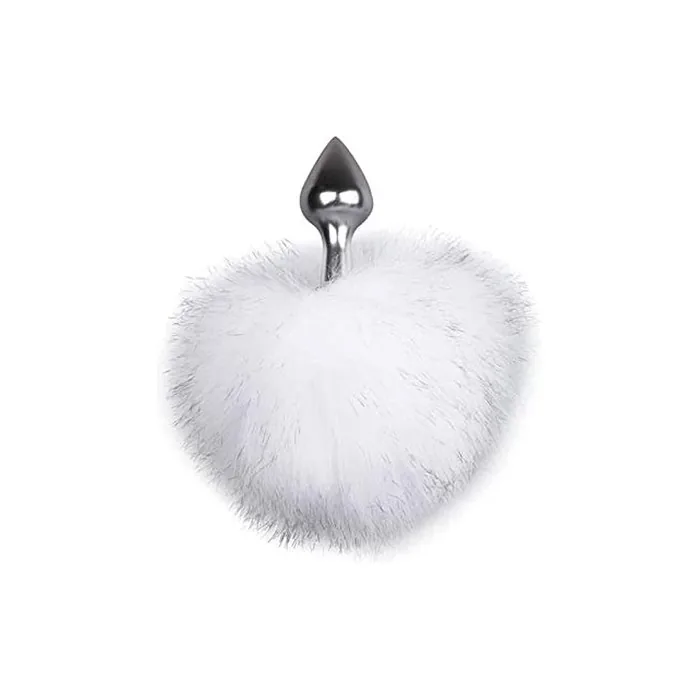 Easytoys Fetish Collection - Silver Butt Plug 6 Cm - With White 15 Cm Bunny Tail