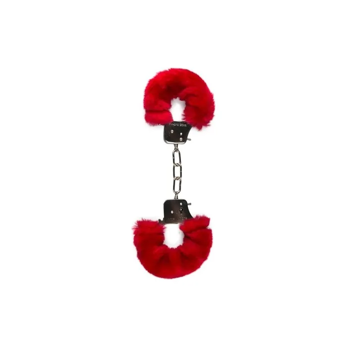 Easytoys Fetish Collection - Red Plush Handcuffs - 28 Cm Long Hand Cuffs