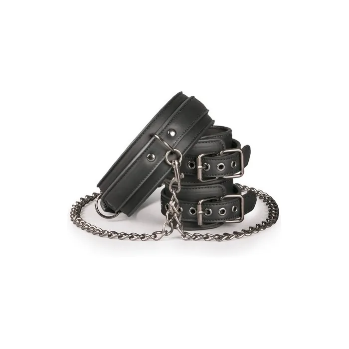 Easytoys Collar With Handcuffs - Bondage Set - Control Your Sub - Handcuffs Sex For A Kinky Experience - Black