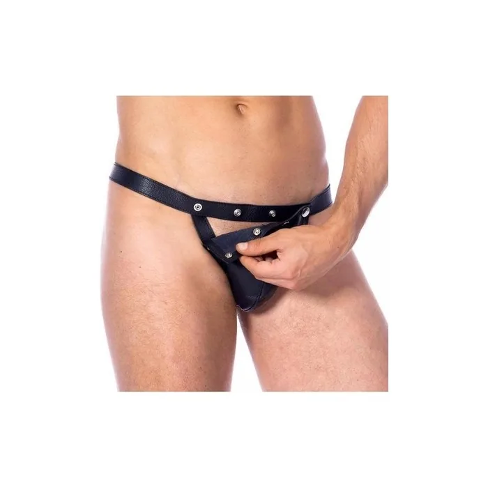 Rimba Bondage Play Leather Panties With Removable Front
