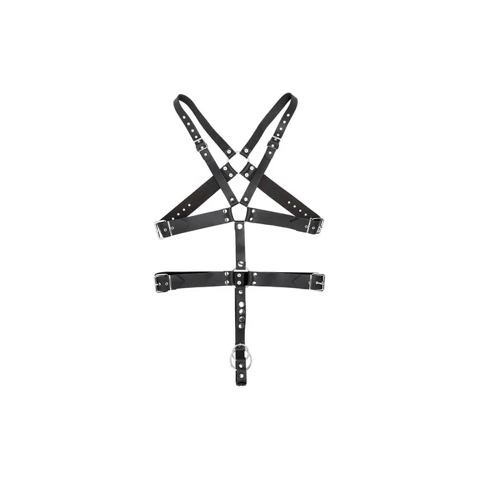 Erotic Fashion Ra7361 Harness Black Leather Adjustable Cockring Diameter 40mm And 50mm