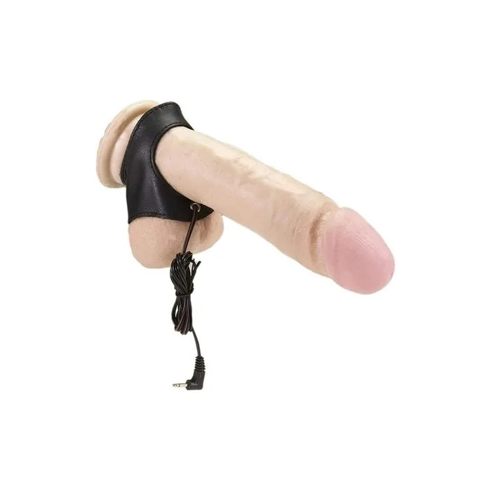 Leather Electro Sex Cock And Ball Sleeve